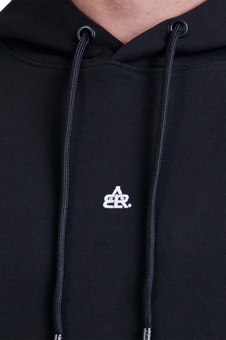 קפוצ’ון באולר balr שחור דגם Mid Logo Hoodie תשלובת כותנה רילקסד פיט רקמה חזה גב שני כיסים
