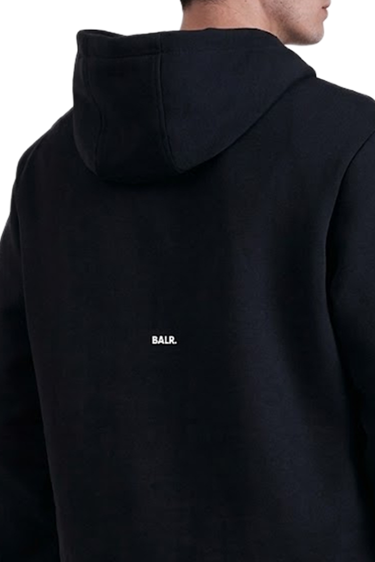 קפוצ'ון באולר balr שחור דגם Mid Logo Hoodie תשלובת כותנה רילקסד פיט רקמה חזה גב שני כיסים
