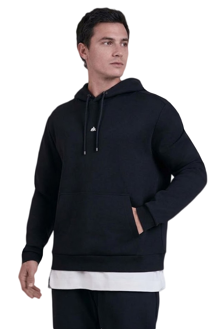 קפוצ'ון באולר balr שחור דגם Mid Logo Hoodie תשלובת כותנה רילקסד פיט רקמה חזה גב שני כיסים