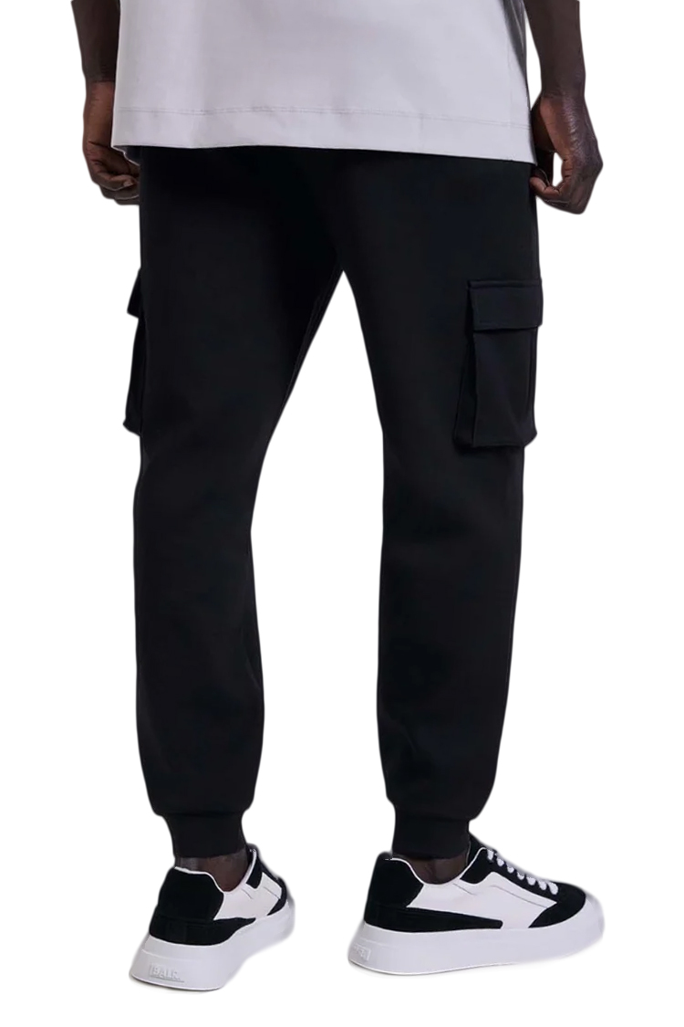 מכנס טרנינג באולר balr שחור דגם Mid Logo Sweatpants תשלובת כותנה רילקסד פיט כיסי צד רקמה שרוול כיס אחורי