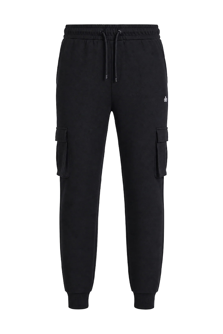 מכנס טרנינג באולר balr שחור דגם Mid Logo Sweatpants תשלובת כותנה רילקסד פיט כיסי צד רקמה שרוול כיס אחורי