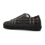 סניקרס ברברי burberry חום משובץ דגם Jack Check גזרה נמוכה טקסטיל משבצות עור לוגו עקב