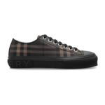 סניקרס ברברי burberry חום משובץ דגם Jack Check גזרה נמוכה טקסטיל משבצות עור לוגו עקב