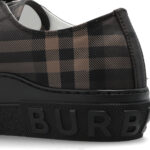 סניקרס ברברי burberry חום משובץ דגם Jack Check גזרה נמוכה טקסטיל משבצות עור לוגו עקב