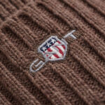 כובע צמר גאנט gant חום דגם Shield Wool Beanie תשלובת צמר רקמה לוגו shield ביני קלאסי