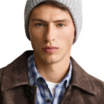 כובע צמר גאנט gant אפור דגם Shield Wool Beanie תשלובת צמר רקמה לוגו shield ביני קלאסי