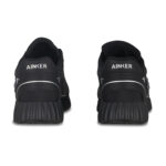סניקרס איינקר ainker שחור דגם Bolt 963 גזרת MID עור בד רשת פאנלים פסי קונטרסט לוגו צד לשונית עקב