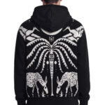קפוצ’ון איינקר ainker שחור דגם 1130 Black Knit Hoodie 100% כותנה רילקסד פיט רקמה חזה רקמת Jacquard אפריקאית גב
