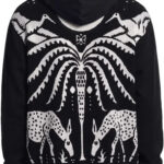 קפוצ’ון איינקר ainker שחור דגם 1130 Black Knit Hoodie 100% כותנה רילקסד פיט רקמה חזה רקמת Jacquard אפריקאית גב