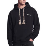 קפוצ’ון איינקר ainker שחור דגם 1130 Black Knit Hoodie 100% כותנה רילקסד פיט רקמה חזה רקמת Jacquard אפריקאית גב