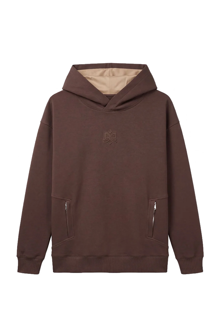 קפוצ'ון אינקר ainker חום דגם 1050 black hoodie 100% כותנה interlock רילקסד פיט בטנה קונטרסט רקמה חזה גב