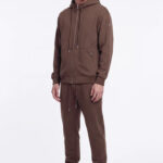 קפוצ’ון איינקר ainker חום דגם 1051 black hoodie אריגת interlock צפופה גזרה רגילה רקמות לוגו כובע גב כתף רוכסן
