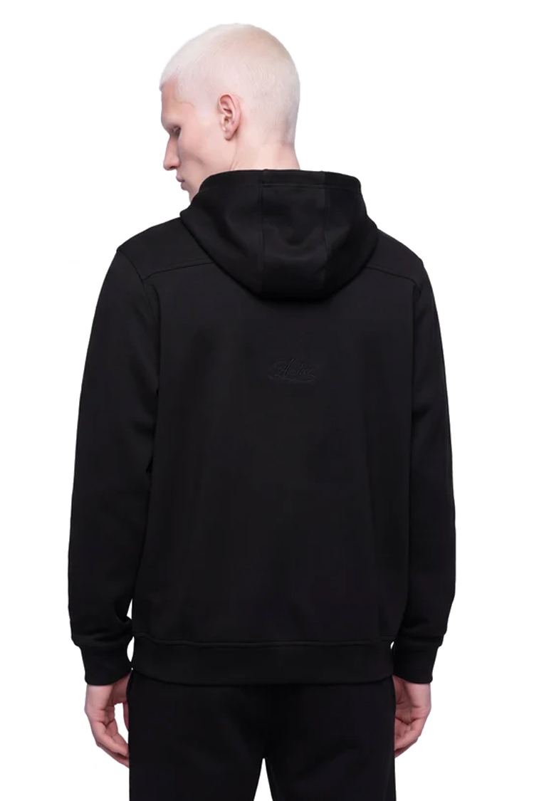 קפוצ’ון איינקר ainker שחור דגם 1069 black hoodie אריגת interlock צפופה גזרה רגילה רקמות לוגו חזה גב טבעות מטאליות שרוך