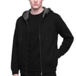 קפוצ’ון איינקר ainker שחור דגם 1069 black hoodie אריגת interlock צפופה גזרה רגילה רקמות לוגו חזה גב טבעות מטאליות שרוך