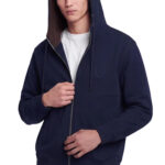 קפוצ’ון איינקר ainker כחול דגם 1069 black hoodie אריגת interlock צפופה גזרה רגילה רקמות לוגו חזה גב טבעות מטאליות שרוך
