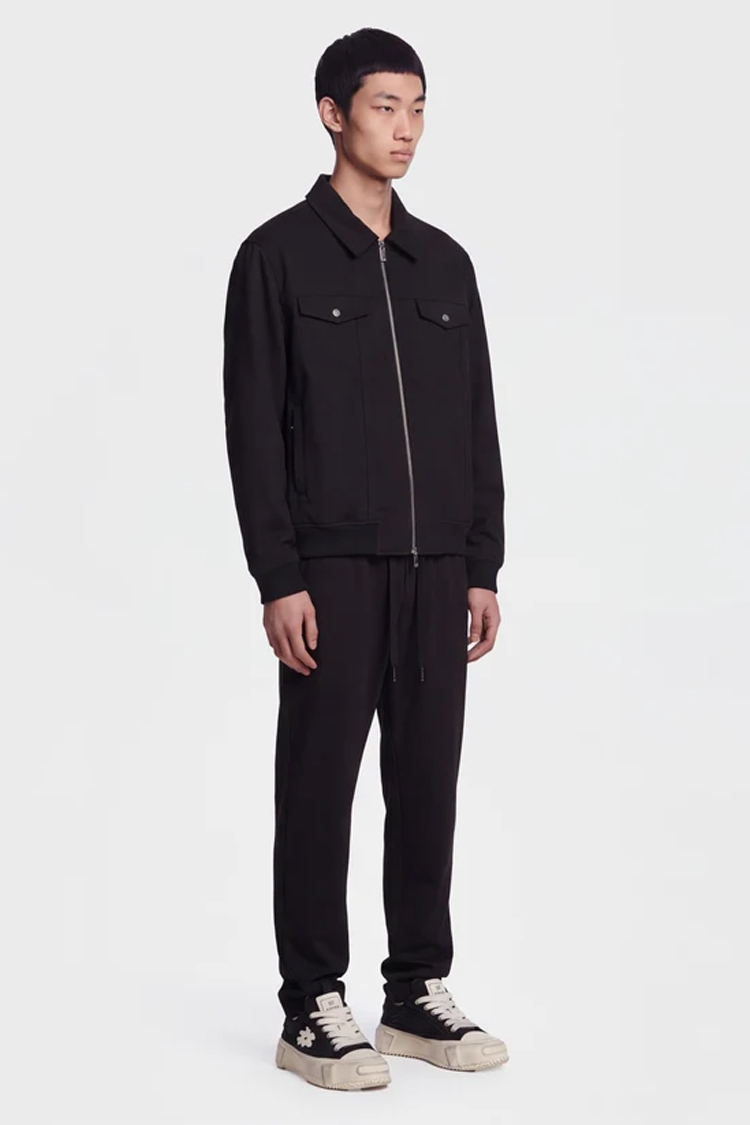 ז’קט אינקר ainker שחור דגם 1066 black jacket תשלובת כותנה גזרה רגילה רוכסן צווארון פתוח כיסי חזה תיק תק לוגו עורף lart a obtenir