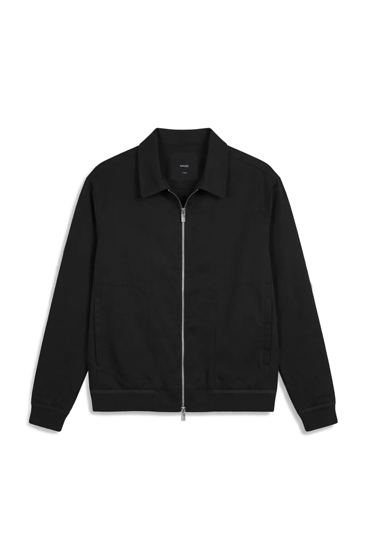 ז’קט איינקר ainker שחור דגם 1060 black jacket כותנה אריגת twill גזרה נינוחה רוכסן צווארון מחודד תפרים בעבודת יד לוגו עורף lart a obtenir