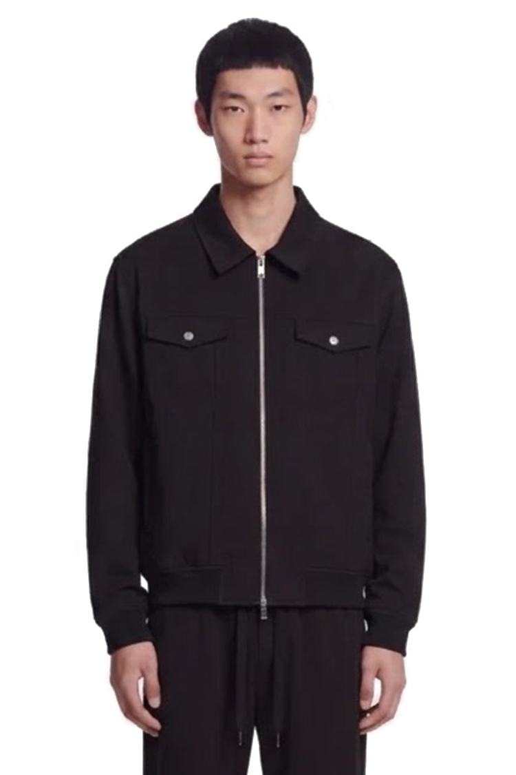 ז'קט אינקר ainker שחור דגם 1066 black jacket תשלובת כותנה גזרה רגילה רוכסן צווארון פתוח כיסי חזה תיק תק לוגו עורף lart a obtenir