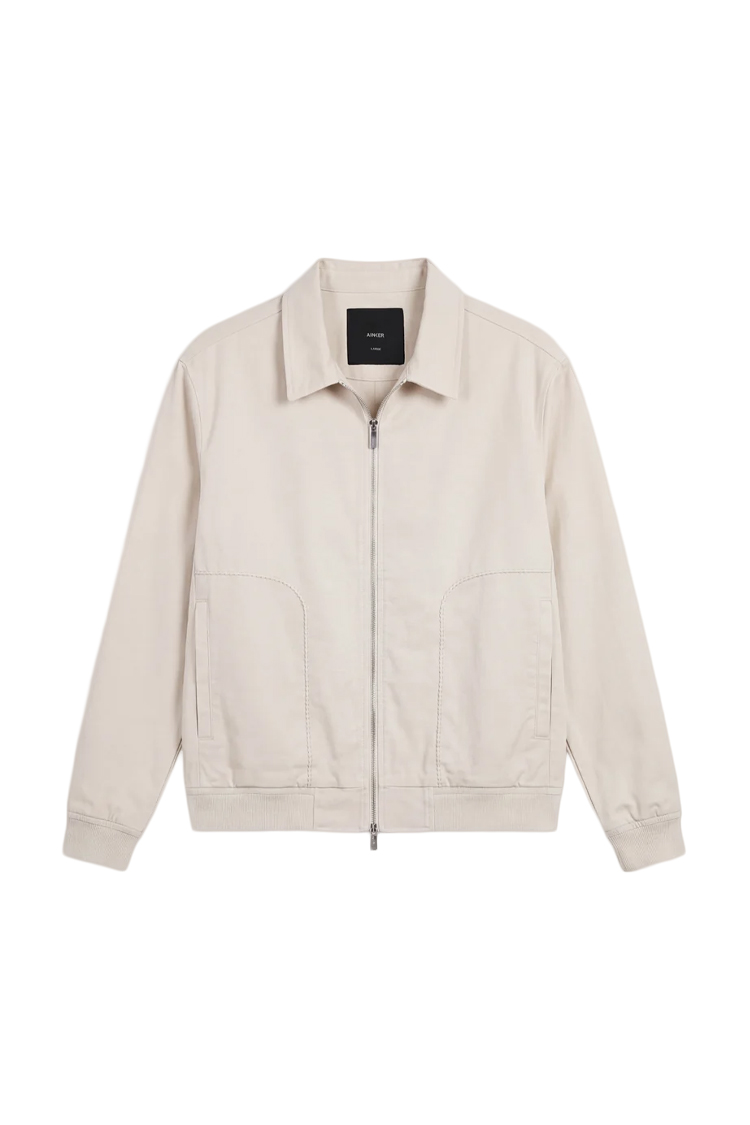 ז’קט איינקר ainker אוף וויט דגם 1060 black jacket כותנה אריגת twill גזרה נינוחה רוכסן צווארון מחודד תפרים בעבודת יד לוגו עורף lart a obtenir