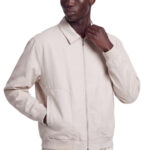 ז’קט איינקר ainker אוף וויט דגם 1060 black jacket כותנה אריגת twill גזרה נינוחה רוכסן צווארון מחודד תפרים בעבודת יד לוגו עורף lart a obtenir