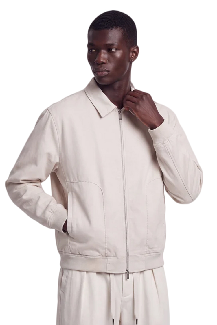 ז'קט איינקר ainker אוף וויט דגם 1060 black jacket כותנה אריגת twill גזרה נינוחה רוכסן צווארון מחודד תפרים בעבודת יד לוגו עורף lart a obtenir