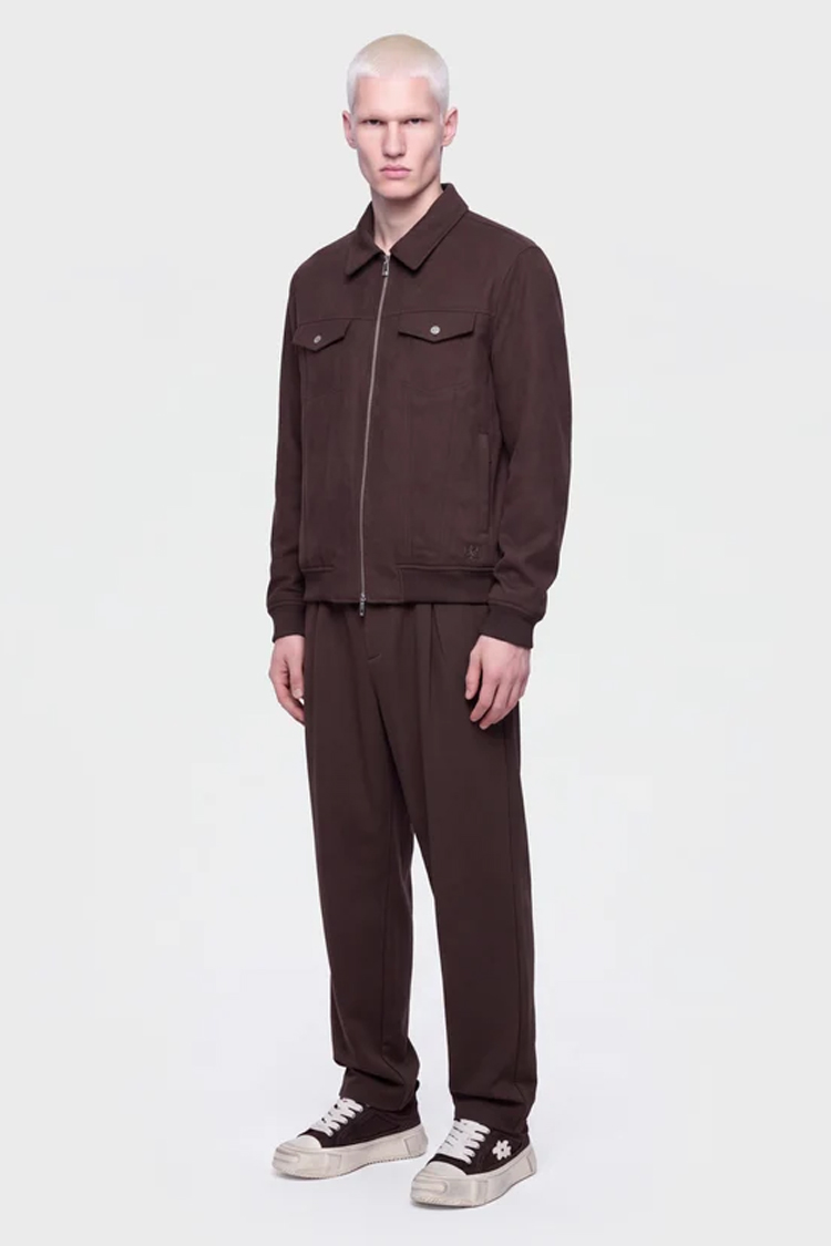 ז’קט אינקר ainker חום דגם 1066 black jacket תשלובת כותנה גזרה רגילה רוכסן צווארון פתוח כיסי חזה תיק תק לוגו עורף lart a obtenir