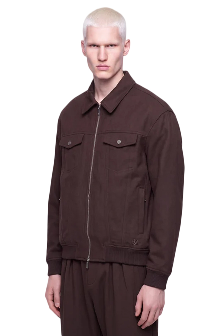 ז'קט אינקר ainker חום דגם 1066 black jacket תשלובת כותנה גזרה רגילה רוכסן צווארון פתוח כיסי חזה תיק תק לוגו עורף lart a obtenir