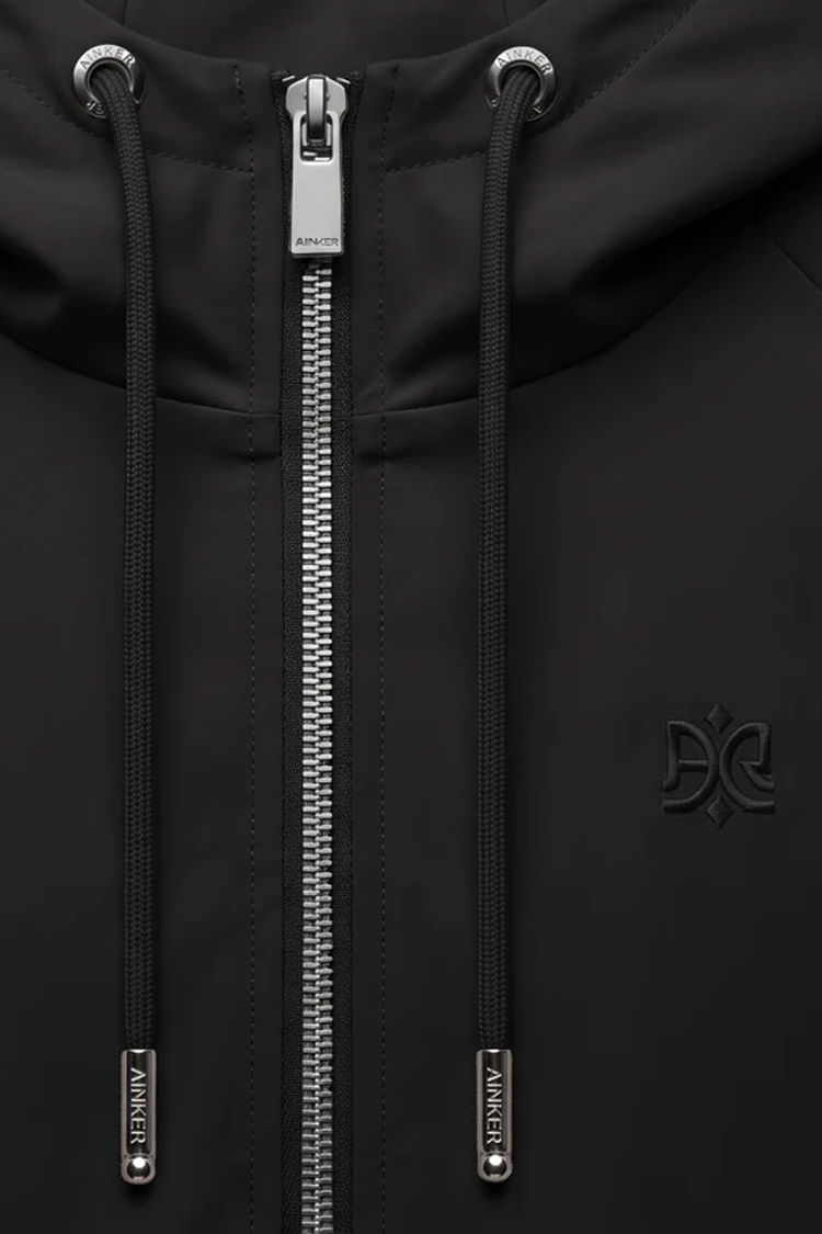 ז'קט קפוצ'ון אינקר שחור דגם 1133 black jacket 100% ניילון גימור מט גזרה נינוחה רקמה חזה גב