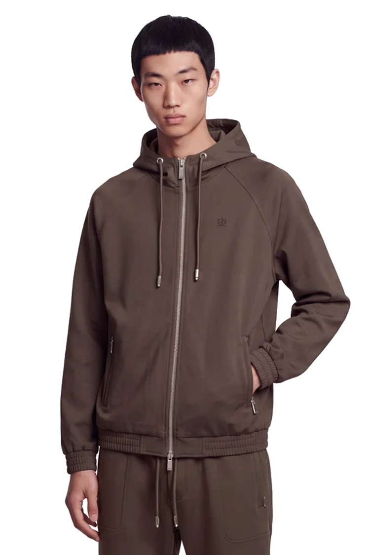 ז'קט קפוצ'ון אינקר חום דגם 1133 black jacket 100% ניילון גימור מט גזרה נינוחה רקמה חזה גב