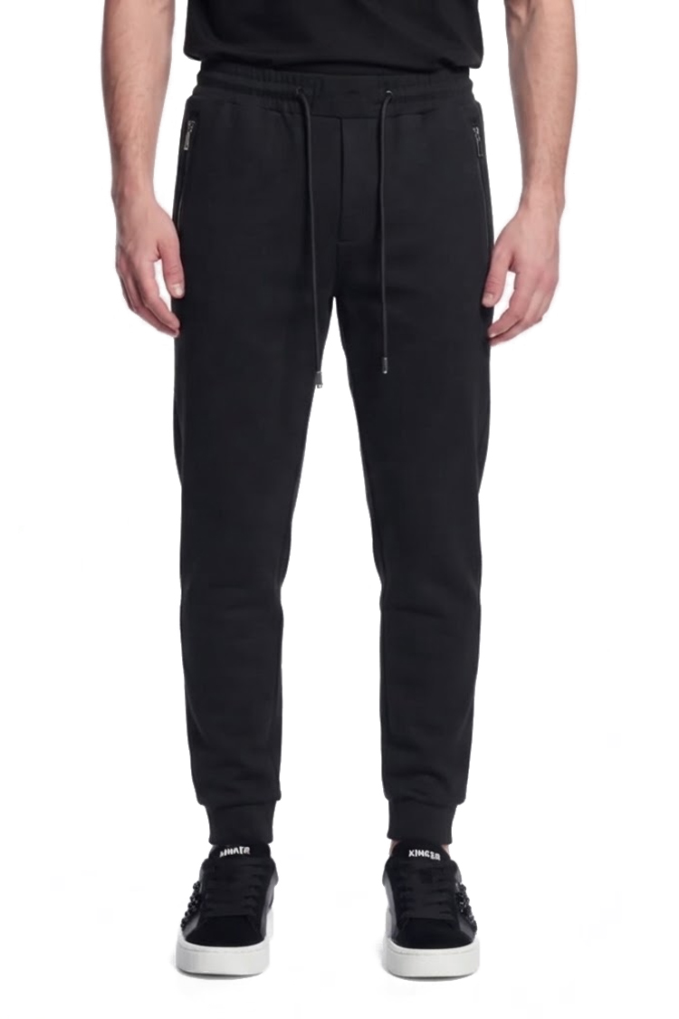 מכנס ג'וגר איינקר ainker שחור דגם 1051 black pant אריגת interlock צפופה גזרה רגילה שרוולים צרים כיסים נסתרים רוכסן סמל מתכתי ריב
