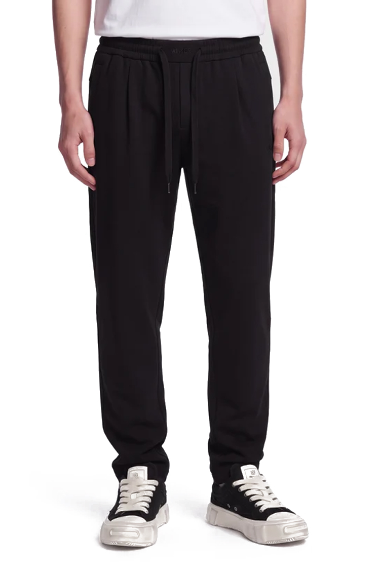 מכנס ג'וגר איינקר ainker שחור דגם 1066 pant כותנה אריגה עדינה גזרה צמודה כפתורי דש כיסי צד רקמה מותן