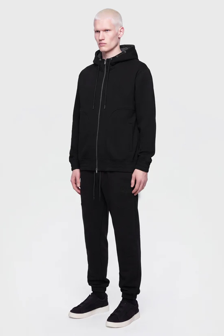 מכנס טרנינג אינקר ainker שחור דגם 1069 navy pant אריגת interlock צפופה צללית מחודדת רקמת לוגו צד תחתית שרוול