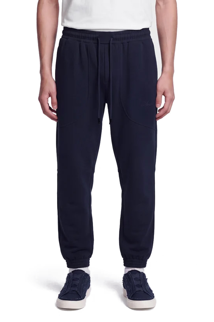מכנס טרנינג איינקר ainker כחול דגם 1069 navy pant אריגת interlock צפופה צללית מחודדת רקמת לוגו צד תחתית שרוול