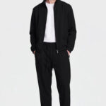 מכנס ג’וגר איינקר ainker שחור דגם 1070 pant כותנה אריגה עדינה טייפארד פיט רקמה שרוול מכנסיים מחויטים