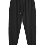 מכנס אינקר שחור דגם 1133 black pant 100% פוליאסטר גימור מט גזרה נינוחה רקמה כיס קדמי