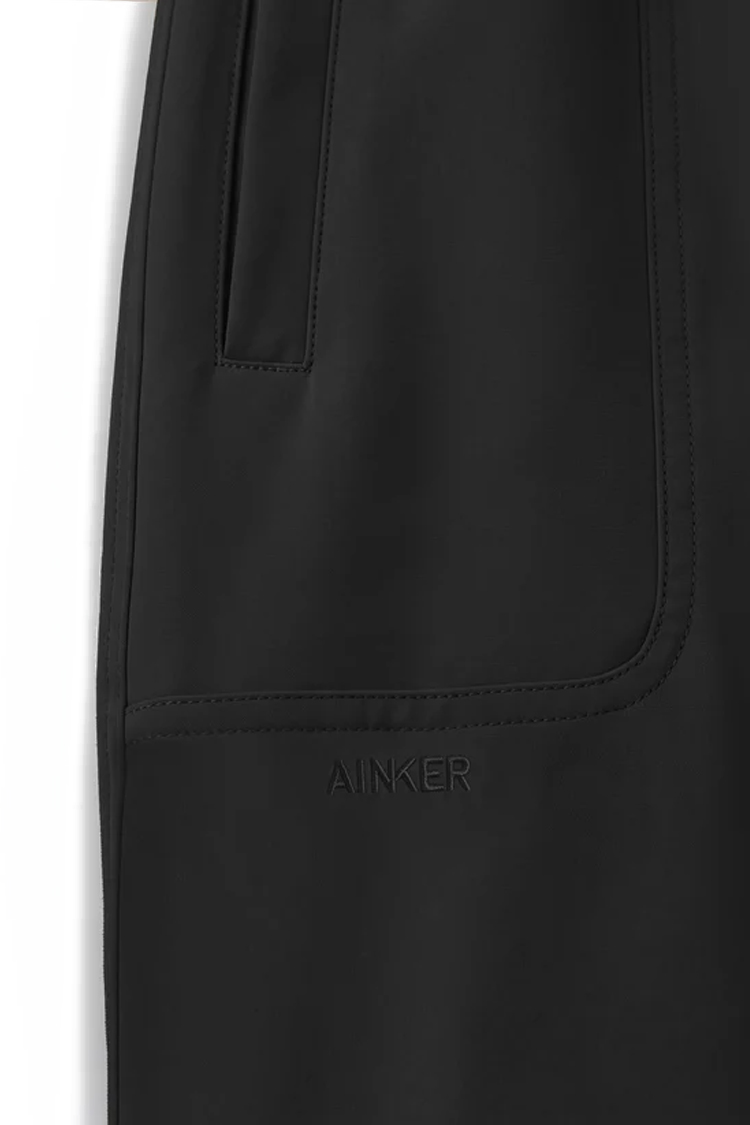 מכנס אינקר שחור דגם 1133 black pant 100% פוליאסטר גימור מט גזרה נינוחה רקמה כיס קדמי