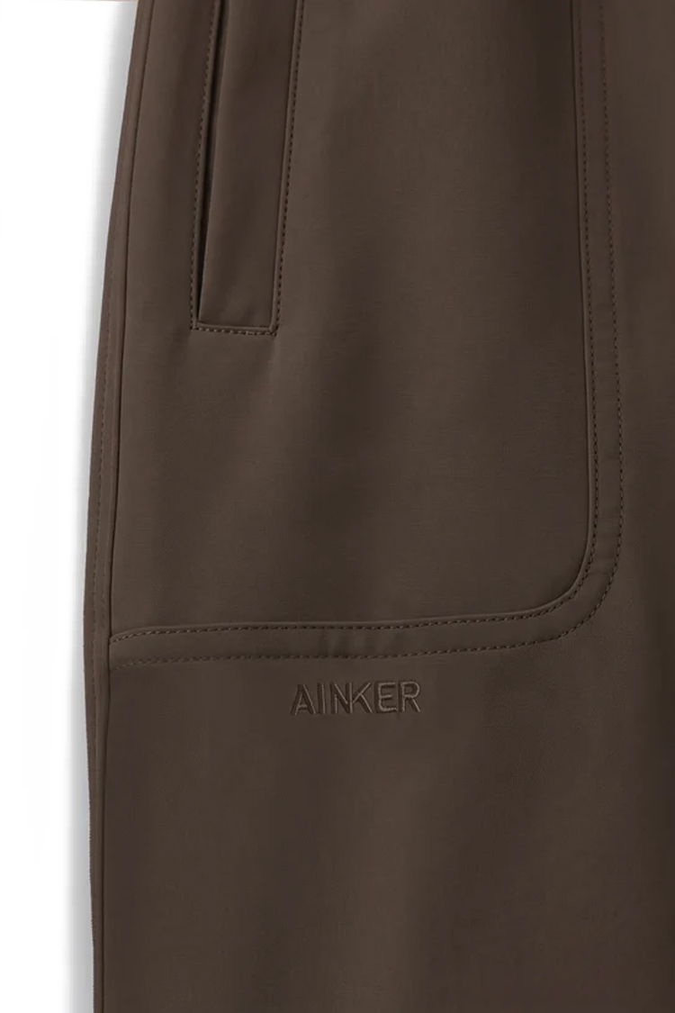 מכנס אינקר חום דגם 1133 black pant 100% פוליאסטר גימור מט גזרה נינוחה רקמה כיס קדמי