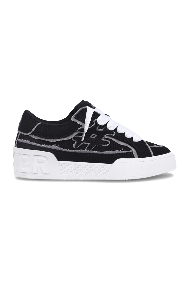 סניקרס איינקר ainker שחור אפור דגם Skate Line Canvas גזרת MID טקסטיל פרום סולמית תבליט עקב
