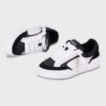 סניקרס איינקר ainker שחור לבן דגם Skate Line Leather גזרת MID עור זמש פאנלים לשונית עקב