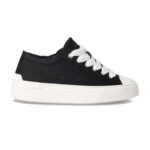 סניקרס איינקר ainker שחור לבן דגם West Coast Canvas Black גזרת מיד עור קנבס גימור פרום לוגו סולמית hashtag