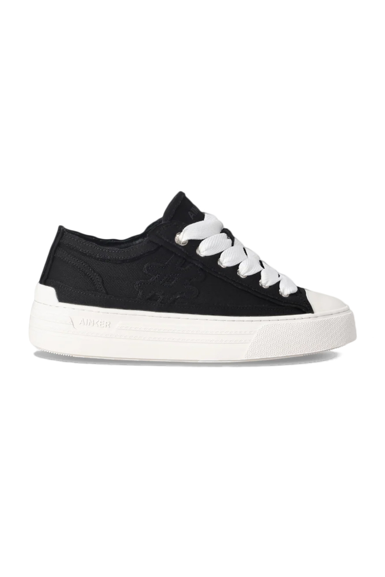 סניקרס איינקר ainker שחור לבן דגם West Coast Canvas Black גזרת מיד עור קנבס גימור פרום לוגו סולמית hashtag