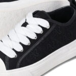 סניקרס אינקר ainker שחור לבן דגם West Coast All Over Canvas גזרת מיד עור קנבס עיטורי עור רקמות לוגו כל הגפה