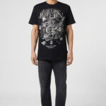 טי שירט פיליפ פליין philipp plein שחור דגם Dragon Stones 100% כותנה רילקסד פיט אבני rhinestones דרקון לוגו חזה