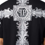 טי שירט פיליפ פליין philipp plein שחור דגם Baroque Stones 100% כותנה רילקסד פיט אבני baroque קריסטלים לוגו