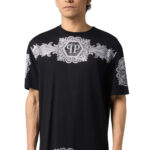 טי שירט פיליפ פליין philipp plein שחור דגם Baroque Stones 100% כותנה רילקסד פיט אבני baroque קריסטלים לוגו