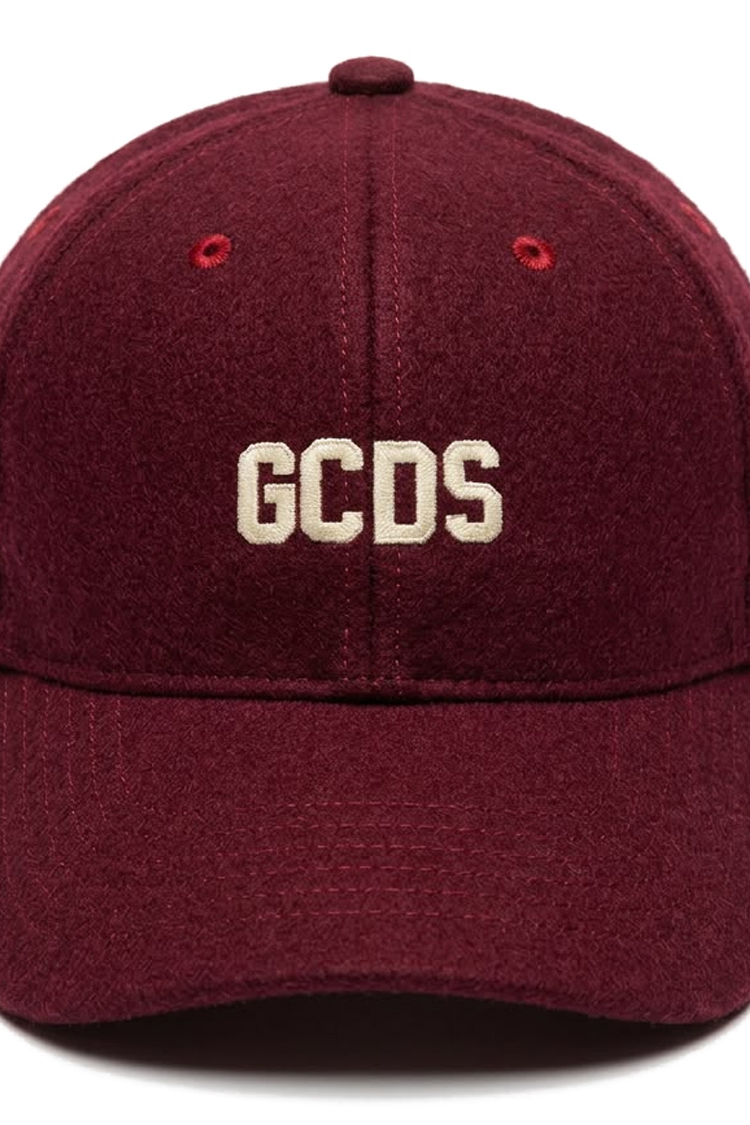 כובע בייסבול ג'יסידיאס gcds בורדו דגם Milano 1988 תשלובת צמר רקמה מילאנו רצועה מתכווננת