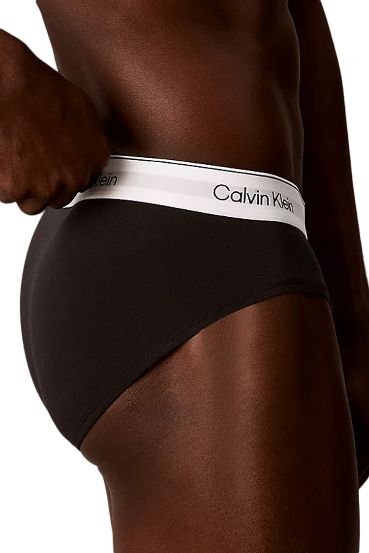 מארז שלישיית תחתוני סליפ קלווין קליין calvin klein שחור דגם cotton stretch תשלובת כותנה גמישה פס מותן אלסטי לוגו