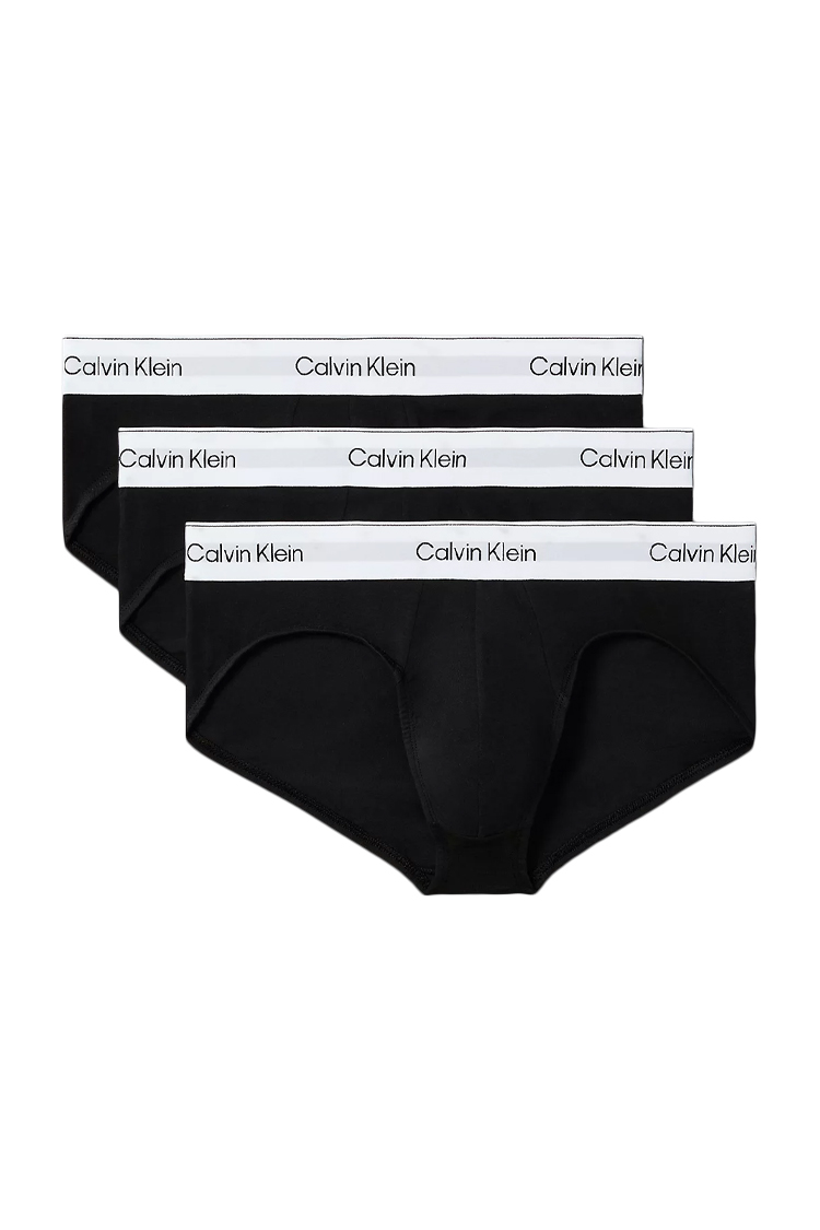 מארז שלישיית תחתוני סליפ קלווין קליין calvin klein שחור דגם cotton stretch תשלובת כותנה גמישה פס מותן אלסטי לוגו