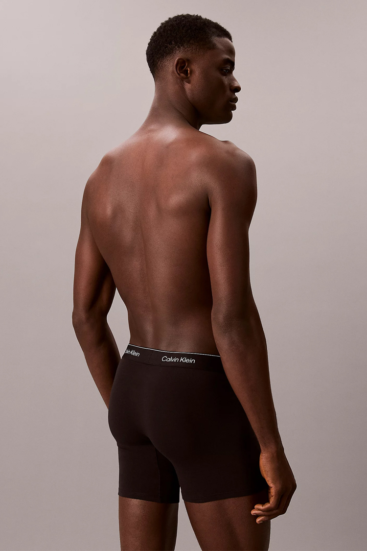 מארז שלישיית תחתוני בוקסר קלווין קליין calvin klein שחור דגם Boxer Briefs Icon Cotton Stretch פס מותן לוגו