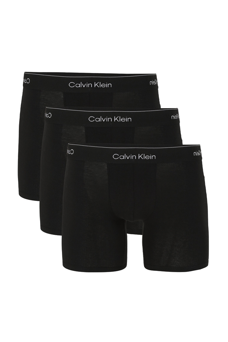מארז שלישיית תחתוני בוקסר קלווין קליין calvin klein שחור דגם Boxer Briefs Icon Cotton Stretch פס מותן לוגו